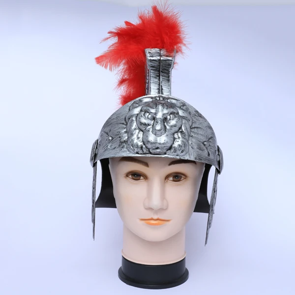 Romanian Silver Hat with Red Feather on the top - Made of High Quality Hard Plastic