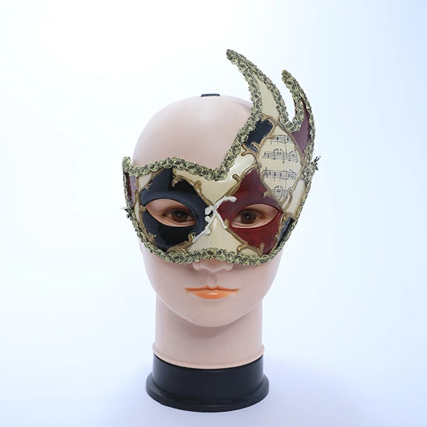 Black&Dark Brown Carnival Jester Masquerade Mask with Side Design