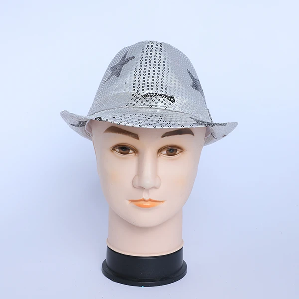 Silver Fabric designed with silver paillette stars Hat