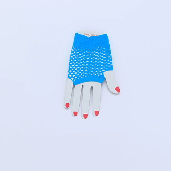 Fishnet fingerless Long Gloves - Blue Color