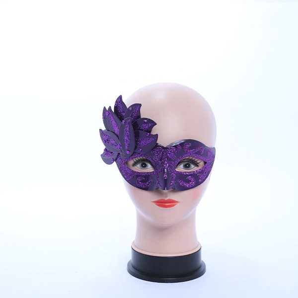 Black & Gluitterd Purple Mask with side Rose Shape