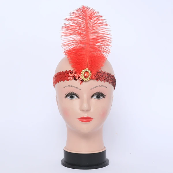 Gatsby Red Feather Headband