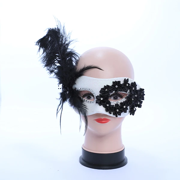 Black & White Mask with Designed Eye and side Feather