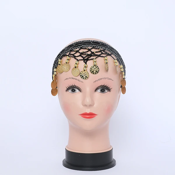 Arabic Style Black Head Band with Lira Coins Accessories