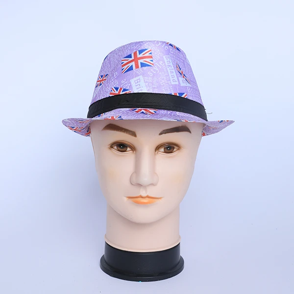 Light Purple Fabric England Style Hat with Black Bond