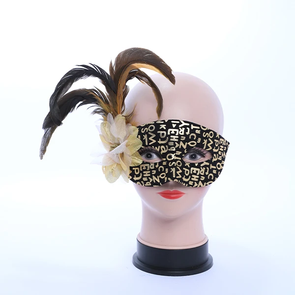 Black & Gold Letters Design Mask with side Feather