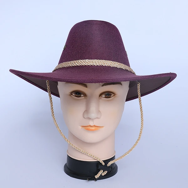 Eggplant Cow Boy Style Fabric Hat with Beige Bond