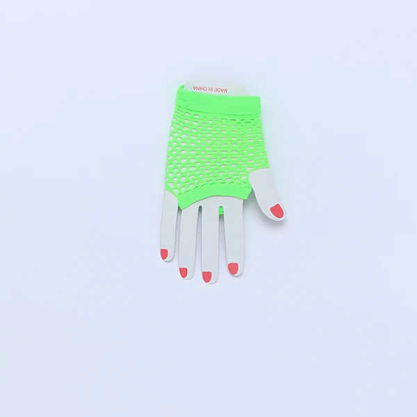 Fishnet fingerless Short Gloves - Green Color