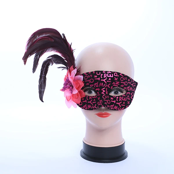 Black & Fushia Letters Design Mask with side Feather