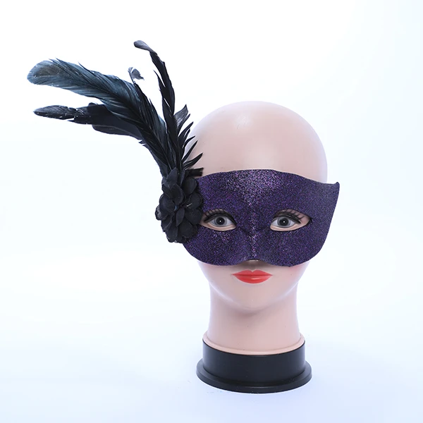 Light Shiny Dark Purple Mask with Side Feather