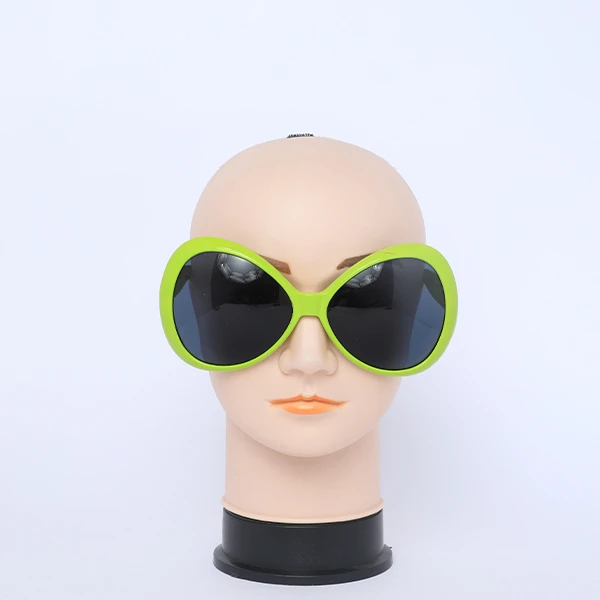 Big Novelty Plastic Green Sunglasses - Black Round Shape PC