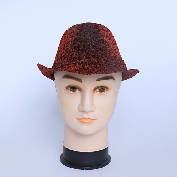 Dark Red Glittered Style Fabric Hat