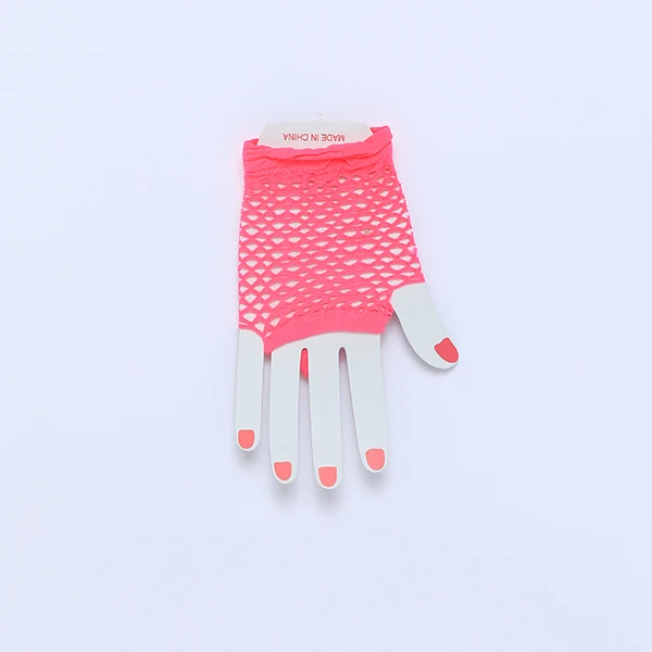 Fishnet fingerless Short Gloves - Fushia Color