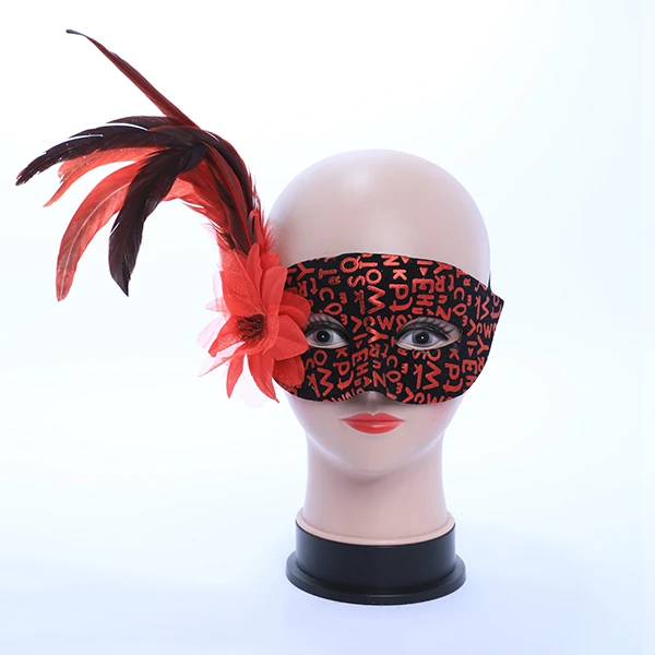 Black & Red Letters Design Mask with side Feather