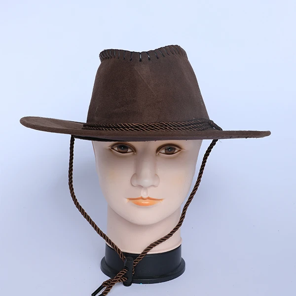 Dark Brown Cow Boy Style Fabric Hat