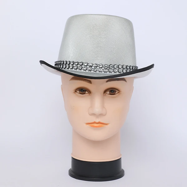 Shiny Silver and White Hat with Strasse Bond