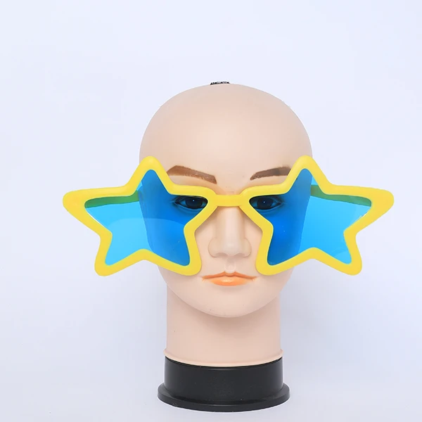 Giant Novelty Plastic Yellow Sunglasses - Blue Star Shape PC