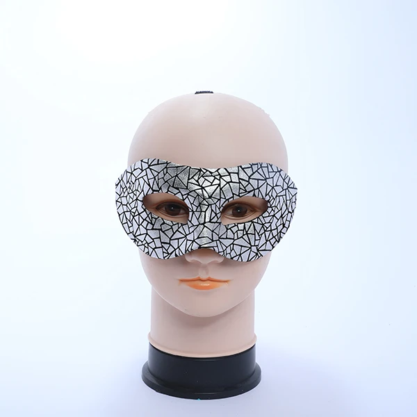 Shiny Silver&Black Designed Leather Mask