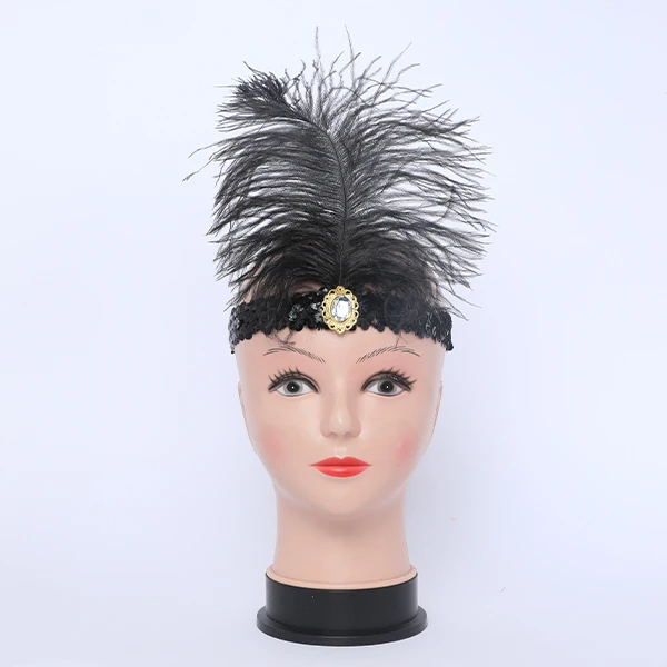 Gatsby Black Feather Headband