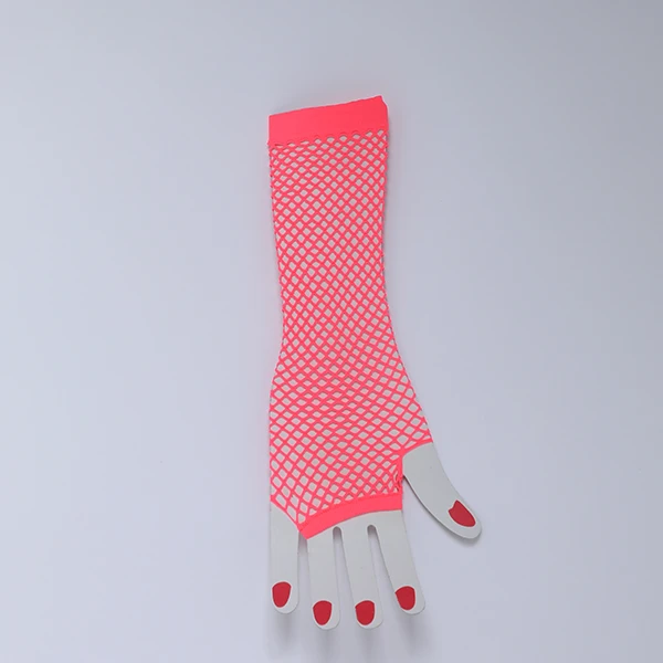 Fishnet fingerless Long Gloves - Pink Color