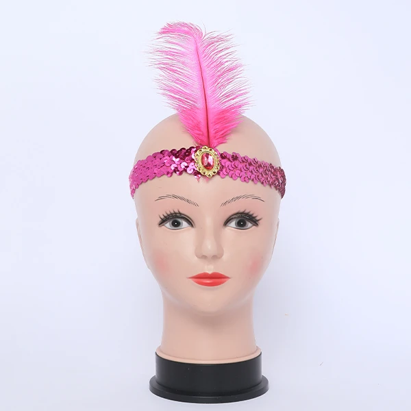 Gatsby Pink Feather Headband