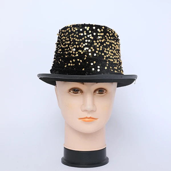 Black and Gold Changing Color Sequin Hat