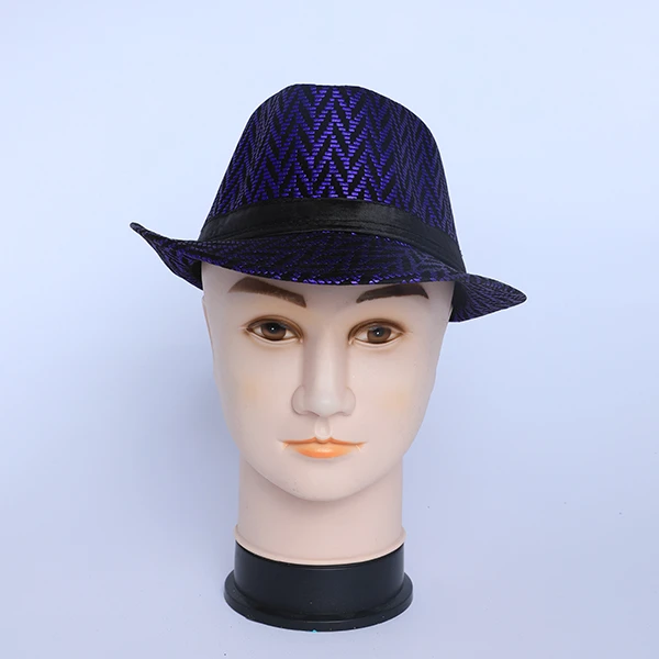 Dark Blue Velvet Designed with Black Arrows and bond Hat