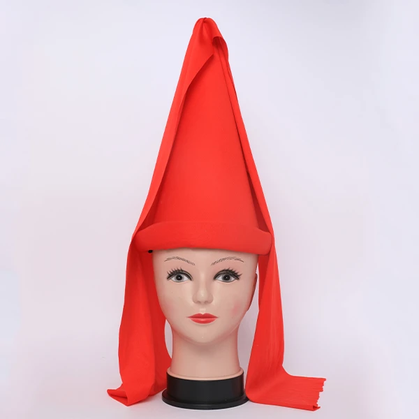 Long Red Cone Tarbouch Designed with Black Fabric on the sides