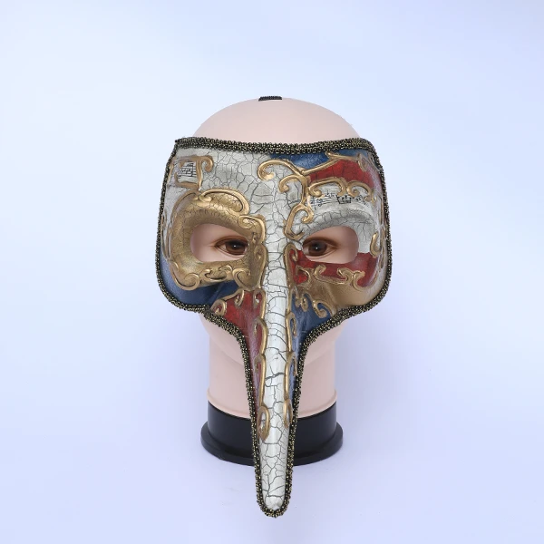 Half Face Mixed colors  Jester Masquerade Mask with Long Nose