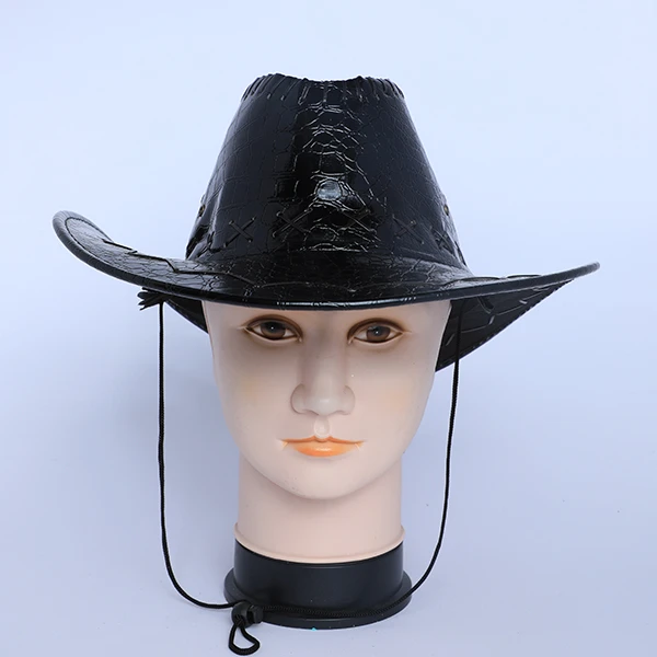 Black Cow Boy Style Leather Hat