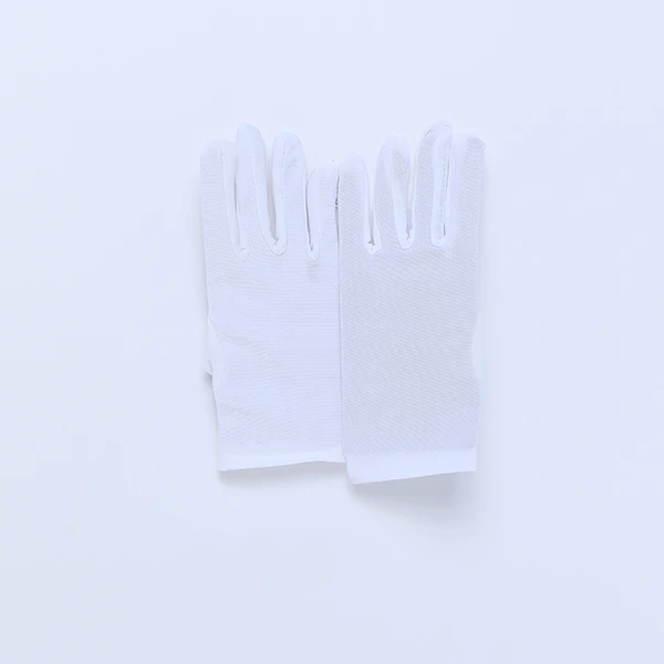 Short Textile Full Finger Party Gear Gloves - White Color