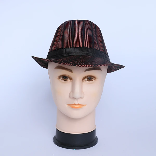 Dark Brown Velvet Designed with Black lignes and bond Hat