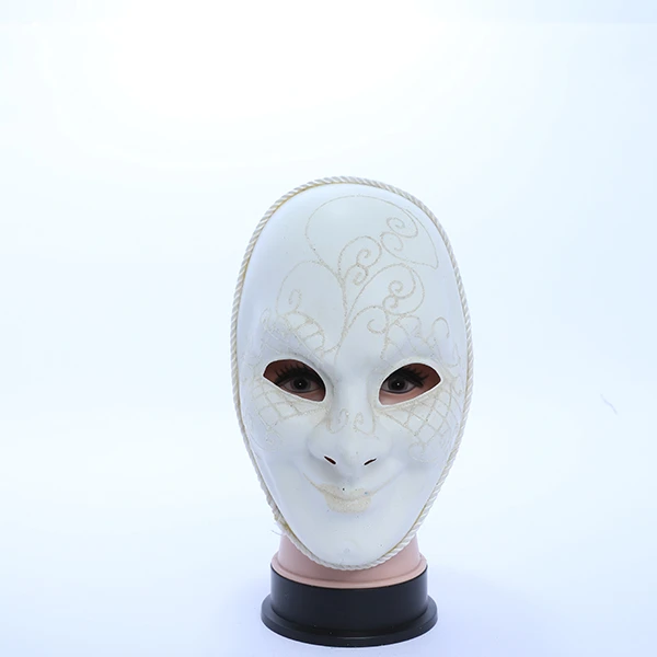 Full Face White Carnival Jester Masquerade Mask