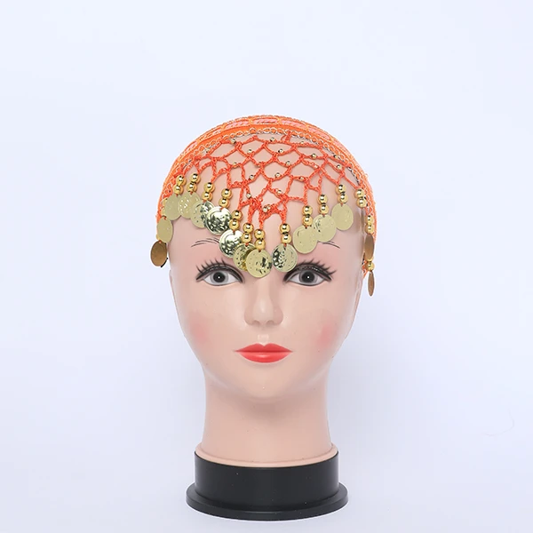 Arabic Style Orange Head Band with Lira Coins Accessories