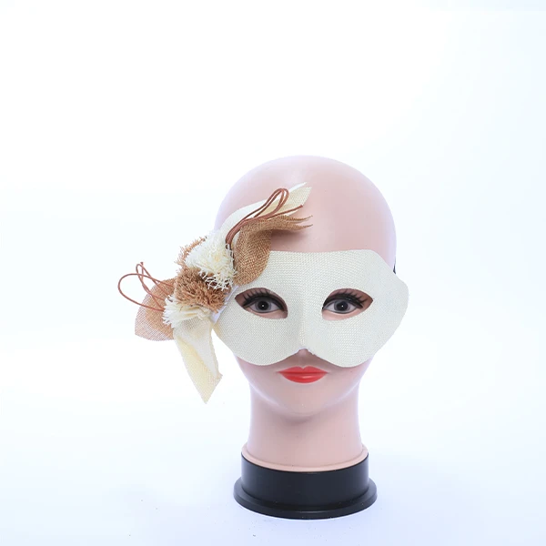 Off White Mask with side Nude Burlap Rose