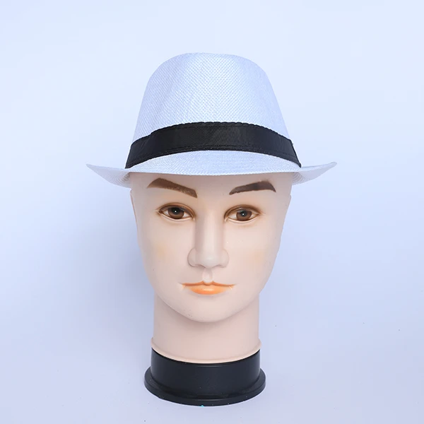 White Fabric Hat with Black Bond