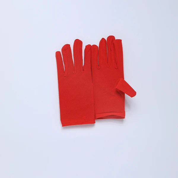 Short Textile Full Finger Party Gear Gloves - Red Color