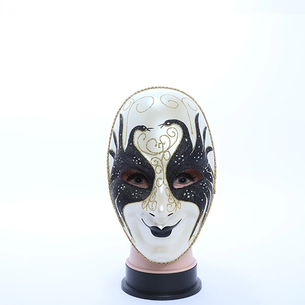 Full Face Black & White Carnival Jester Masquerade Mask