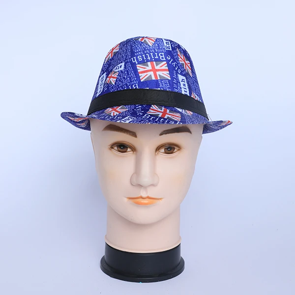 Blue Fabric England Style Hat with Black Bond