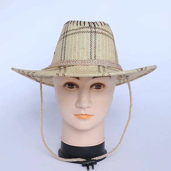 Light Beige Burlap Cow Boy Style Hat