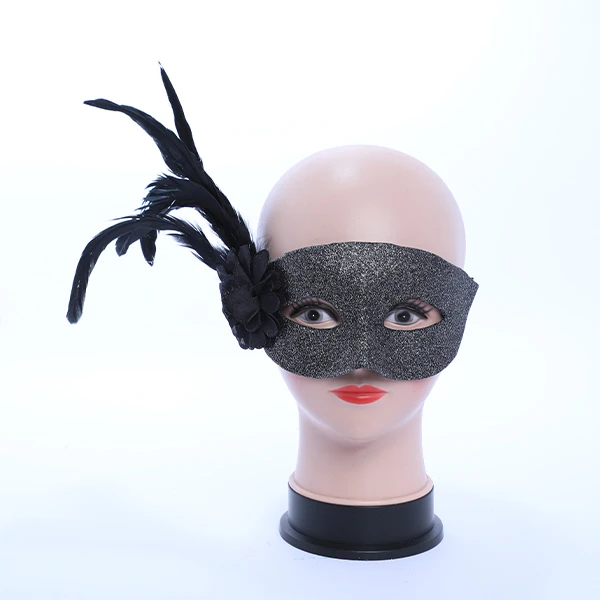 Light Shiny Dark Grey Mask with Side Feather